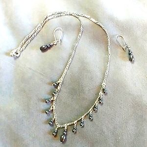 Sterling/Hematite Necklace & Earring Set